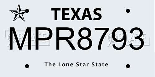 MPR8793 Texas License Plate