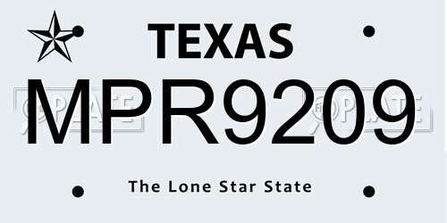 MPR9209 Texas License Plate