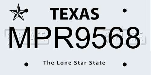 MPR9568 Texas License Plate