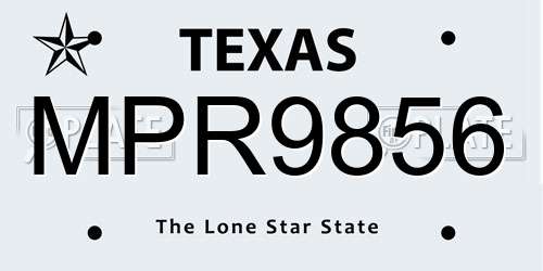MPR9856 Texas License Plate
