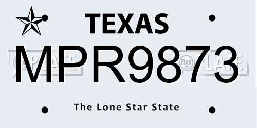MPR9873 Texas License Plate
