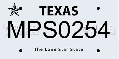 MPS0254 Texas License Plate