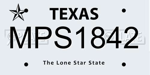 MPS1842 Texas License Plate