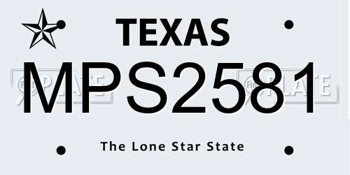 MPS2581 Texas License Plate