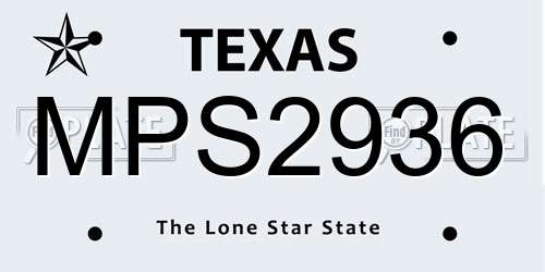MPS2936 Texas License Plate