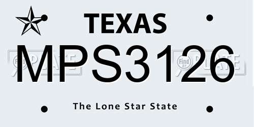 MPS3126 Texas License Plate