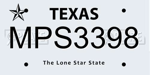 MPS3398 Texas License Plate