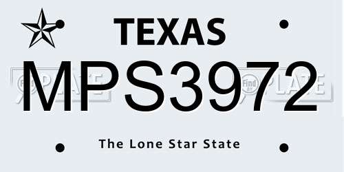 MPS3972 Texas License Plate