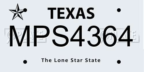 MPS4364 Texas License Plate