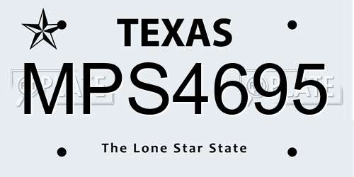 MPS4695 Texas License Plate