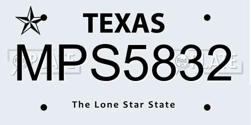 MPS5832 Texas License Plate
