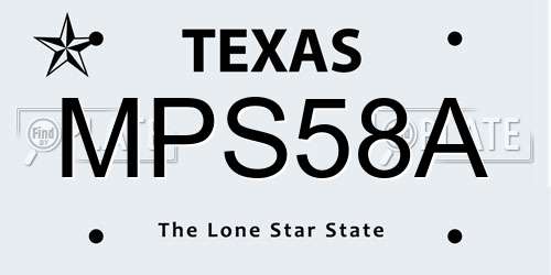 MPS58A Texas License Plate