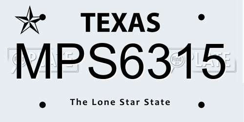 MPS6315 Texas License Plate