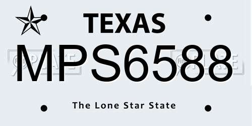 MPS6588 Texas License Plate