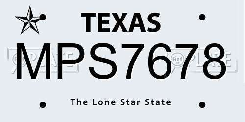 MPS7678 Texas License Plate