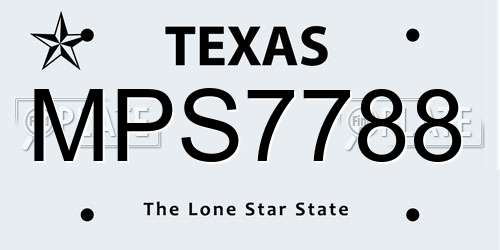MPS7788 Texas License Plate