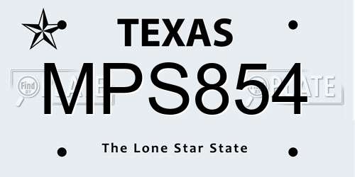 MPS854 Texas License Plate