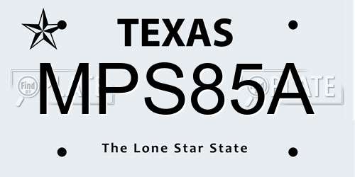 MPS85A Texas License Plate