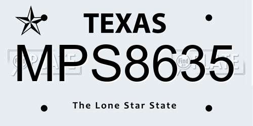 MPS8635 Texas License Plate