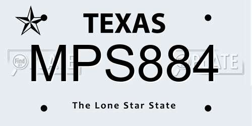 MPS884 Texas License Plate