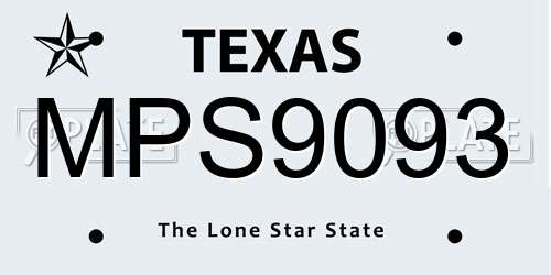 MPS9093 Texas License Plate