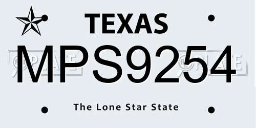 MPS9254 Texas License Plate