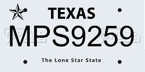 MPS9259 Texas License Plate