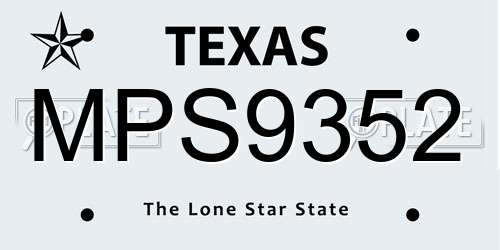 MPS9352 Texas License Plate