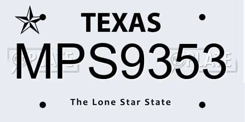 MPS9353 Texas License Plate
