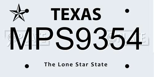 MPS9354 Texas License Plate