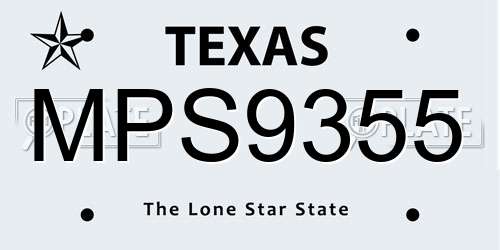MPS9355 Texas License Plate