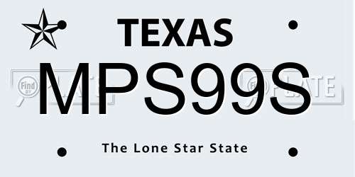 MPS99S Texas License Plate