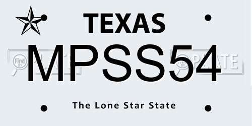 MPSS54 Texas License Plate