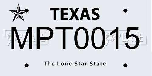 MPT0015 Texas License Plate