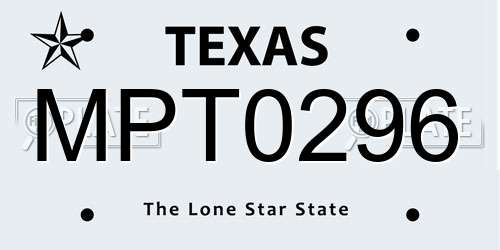 MPT0296 Texas License Plate