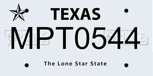 MPT0544 Texas License Plate