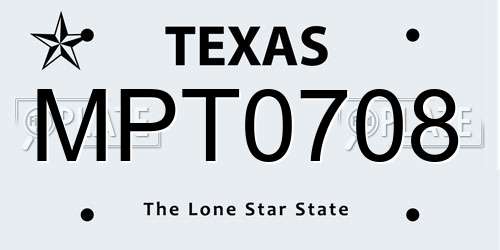 MPT0708 Texas License Plate