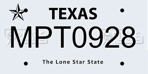 MPT0928 Texas License Plate