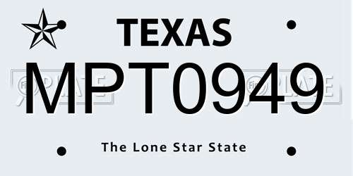 MPT0949 Texas License Plate