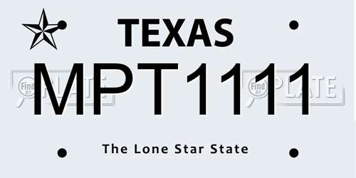 MPT1111 Texas License Plate