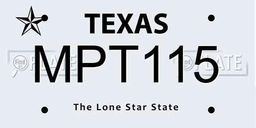 MPT115 Texas License Plate