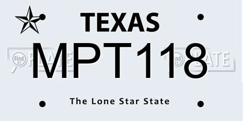 MPT118 Texas License Plate