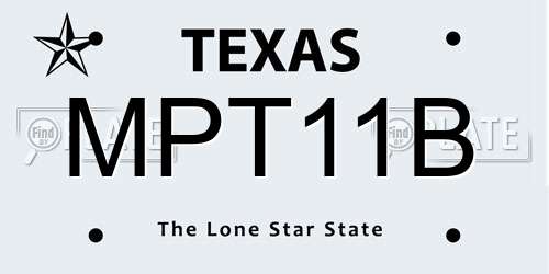 MPT11B Texas License Plate