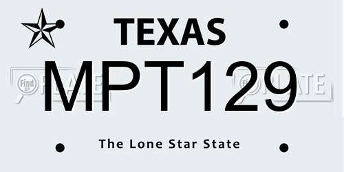 MPT129 Texas License Plate