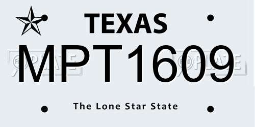 MPT1609 Texas License Plate