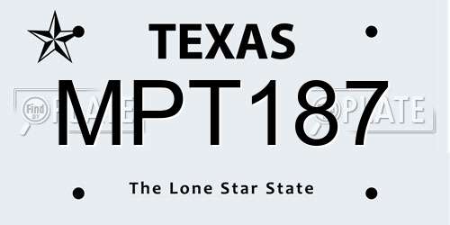 MPT187 Texas License Plate
