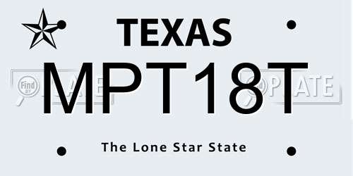 MPT18T Texas License Plate