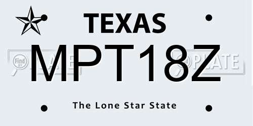 MPT18Z Texas License Plate