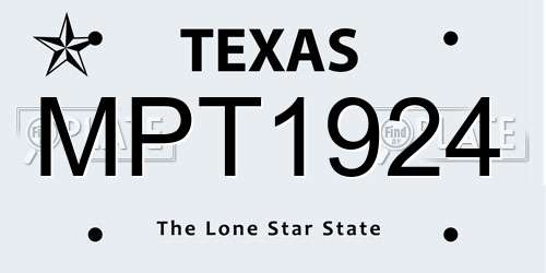 MPT1924 Texas License Plate