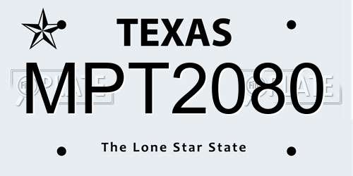 MPT2080 Texas License Plate